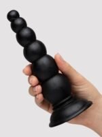 Beaded Black Anal Dildo with Suction Cup Base 6.5 Inch - Image 2