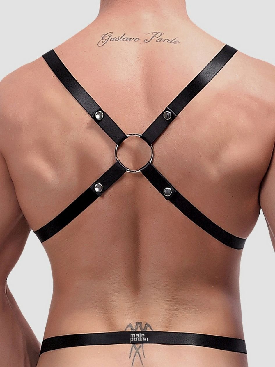 61135.jpg Male Power Shoulder Harness with C-Ring Waist Band Black - Image 1