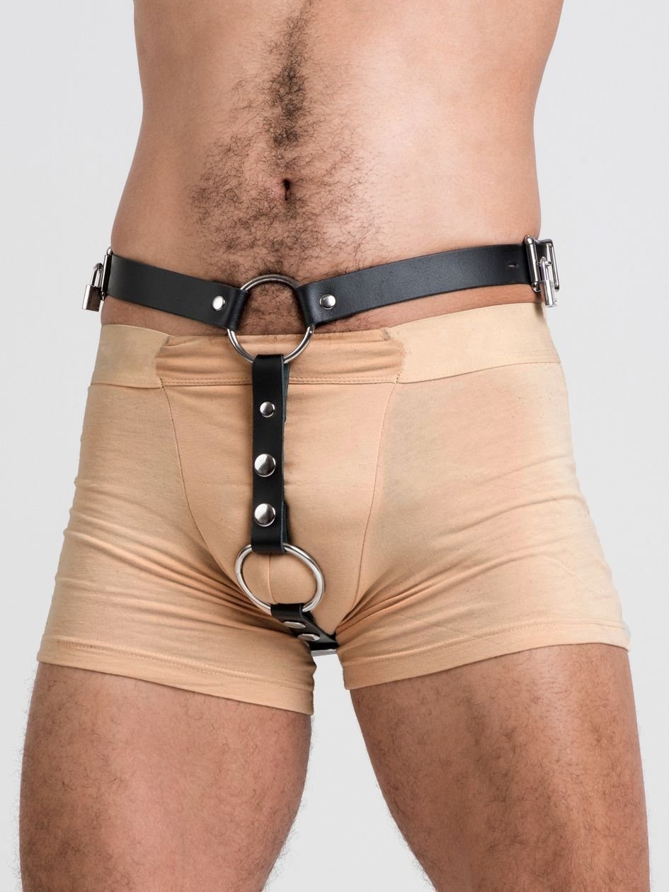 61310.jpg DOMINIX Deluxe Leather Anal Plug Harness with Cock Ring - Image 1