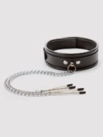 DOMINIX Deluxe Leather Collar with Nipple Clamps - Image 4