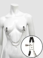 Bondage Boutique Adjustable Nipple Clamps with Double Chain - Image 3