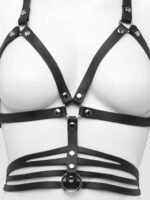 DOMINIX Deluxe Leather Open Cup Harness Bra