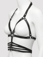 DOMINIX Deluxe Leather Open Cup Harness Bra - Image 3