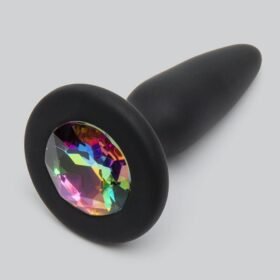 Glams Silicone Black Mini Butt Plug with Rainbow Crystal 3 Inch