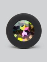Glams Silicone Black Mini Butt Plug with Rainbow Crystal 3 Inch - Image 3