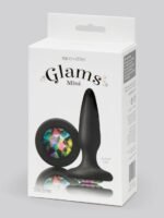 Glams Silicone Black Mini Butt Plug with Rainbow Crystal 3 Inch - Image 5