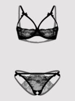 Lovehoney Black Quarter Cup Bra and Crotchless Panties Set - Image 5