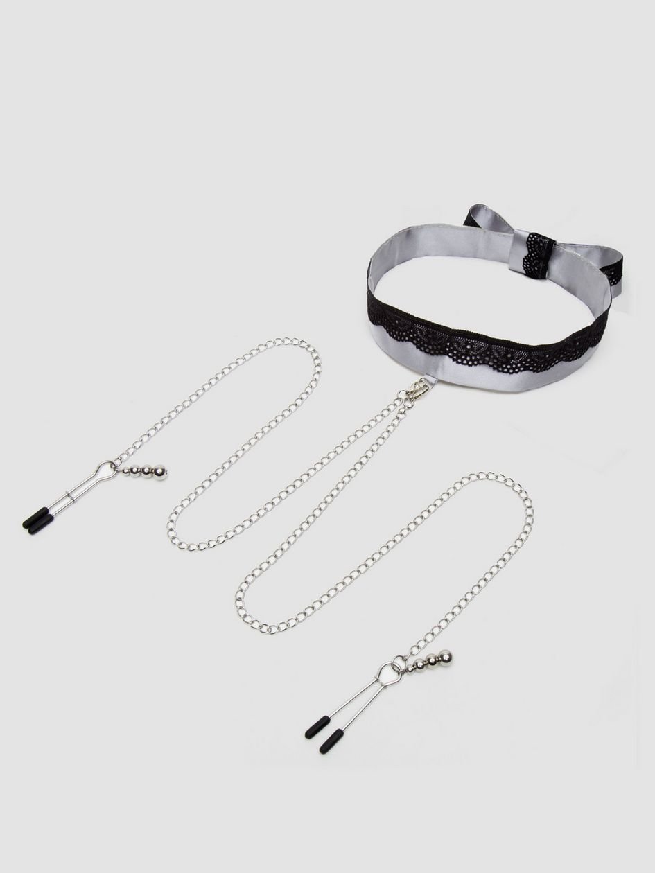80024.jpg Fifty Shades of Grey Play Nice Satin and Lace Collar and Nipple Clamps - Image 1