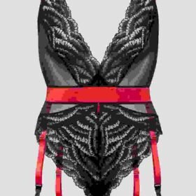 Lovehoney Plus Size Empress Red Satin and Lace Teddy