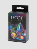 Rear Assets Small Jeweled Rainbow Heart Aluminum Butt Plug 2 Inch - Image 7