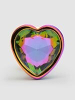 Rear Assets Small Jeweled Rainbow Heart Aluminum Butt Plug 2 Inch - Image 3