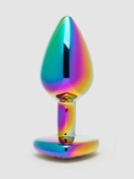 Rear Assets Small Jeweled Rainbow Heart Aluminum Butt Plug 2 Inch - Image 4