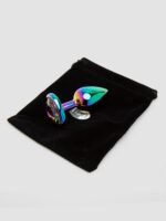 Rear Assets Small Jeweled Rainbow Heart Aluminum Butt Plug 2 Inch - Image 6