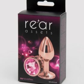Rear Assets Small Jewelled Rose Gold Metal Butt Plug 2 Inch