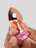 Rear Assets Small Jewelled Rose Gold Metal Butt Plug 2 Inch - Image 5