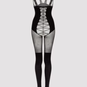 Lovehoney Black Corset Crotchless Open-Cup Bodystocking
