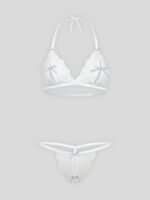 Lovehoney Peek-a-Boo White Lace Bra and Crotchless G-String