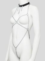 DOMINIX Deluxe Open-Body Chain Harness with Leather Collar - Image 3
