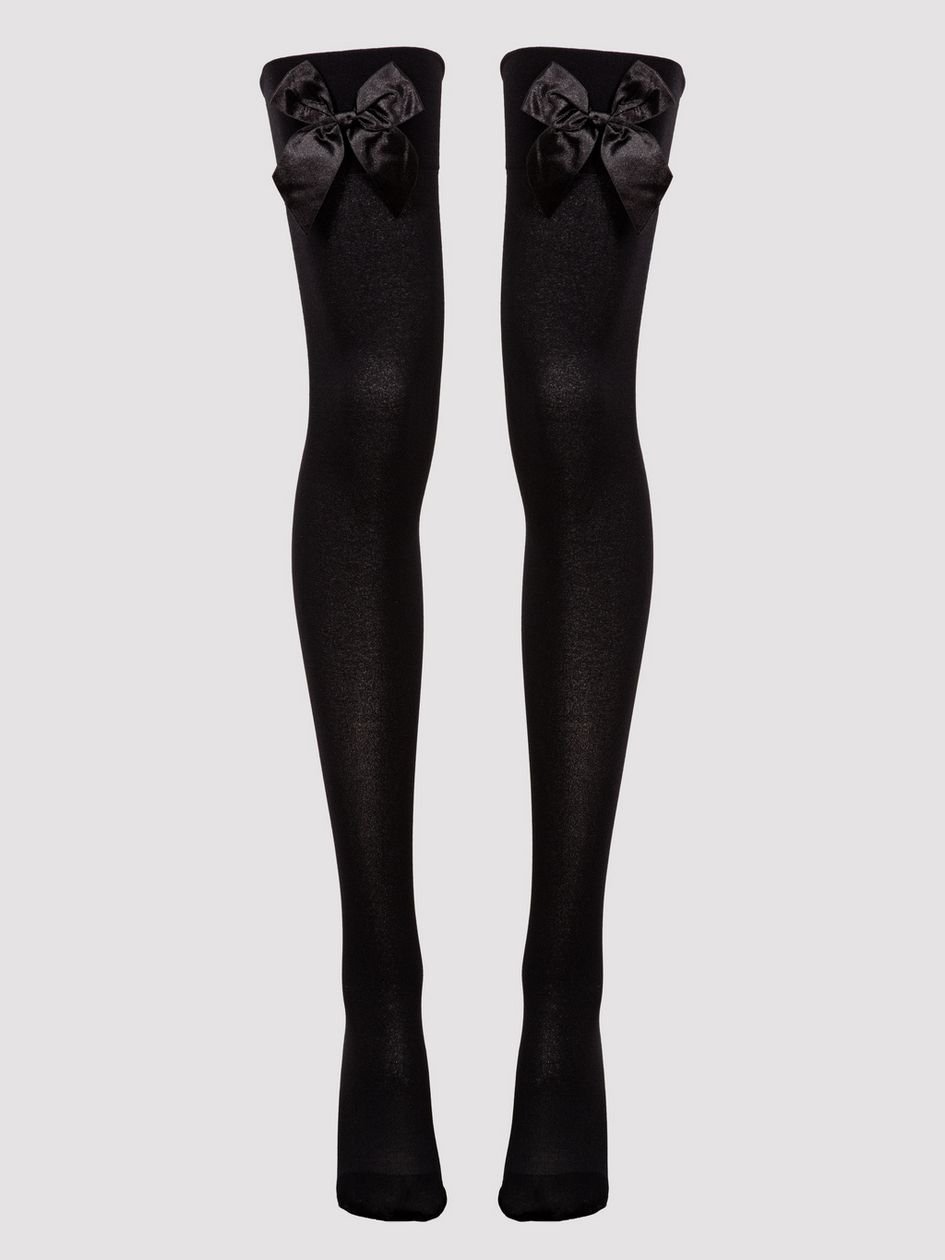 85859.jpg Lovehoney Fantasy Black Bow Top Stockings - Image 1