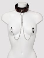 Bondage Boutique Heart Collar with Nipple Clamps and Chain