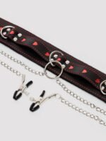 Bondage Boutique Heart Collar with Nipple Clamps and Chain - Image 4