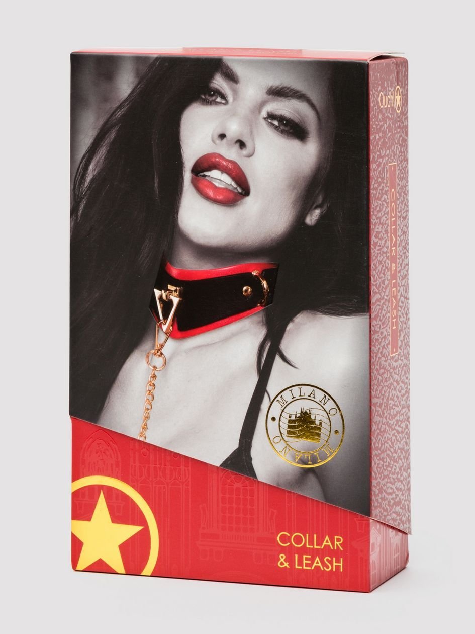 87445.jpg Ouch! Milan Faux Leather Collar with Leash - Image 1