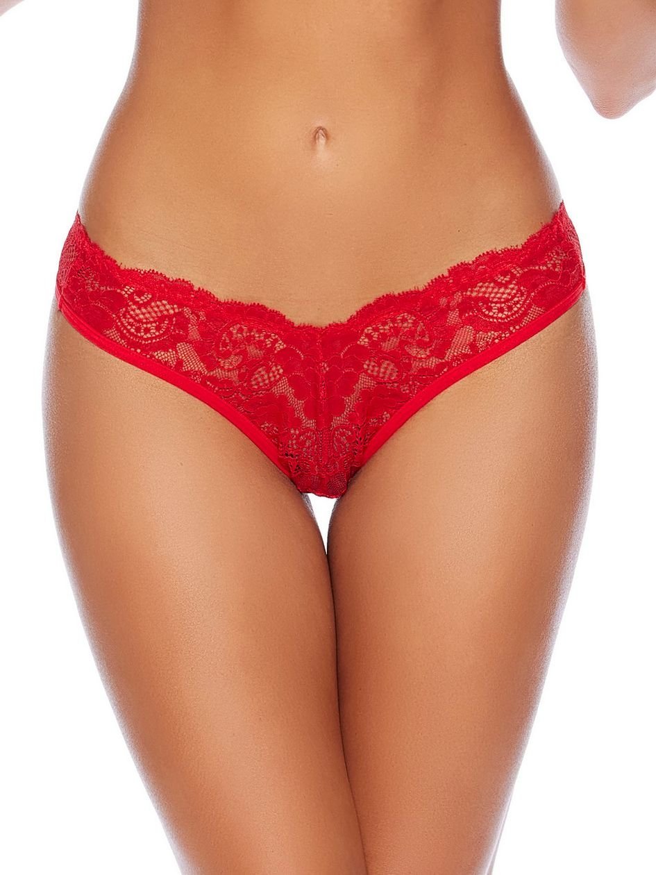 87719.jpg Escante Red Lace Open Back Jewelled Naughty Knicker - Image 1