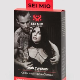 SEI MIO Twin Tweaks Velvet Collar with Nipple Clamps