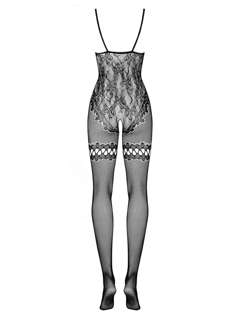87868.jpg Obsessive Black Floral Lace Crotchless Bodystocking - Image 1