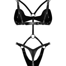 Obsessive Black Dame Faux Leather Buckle Crotchless Body