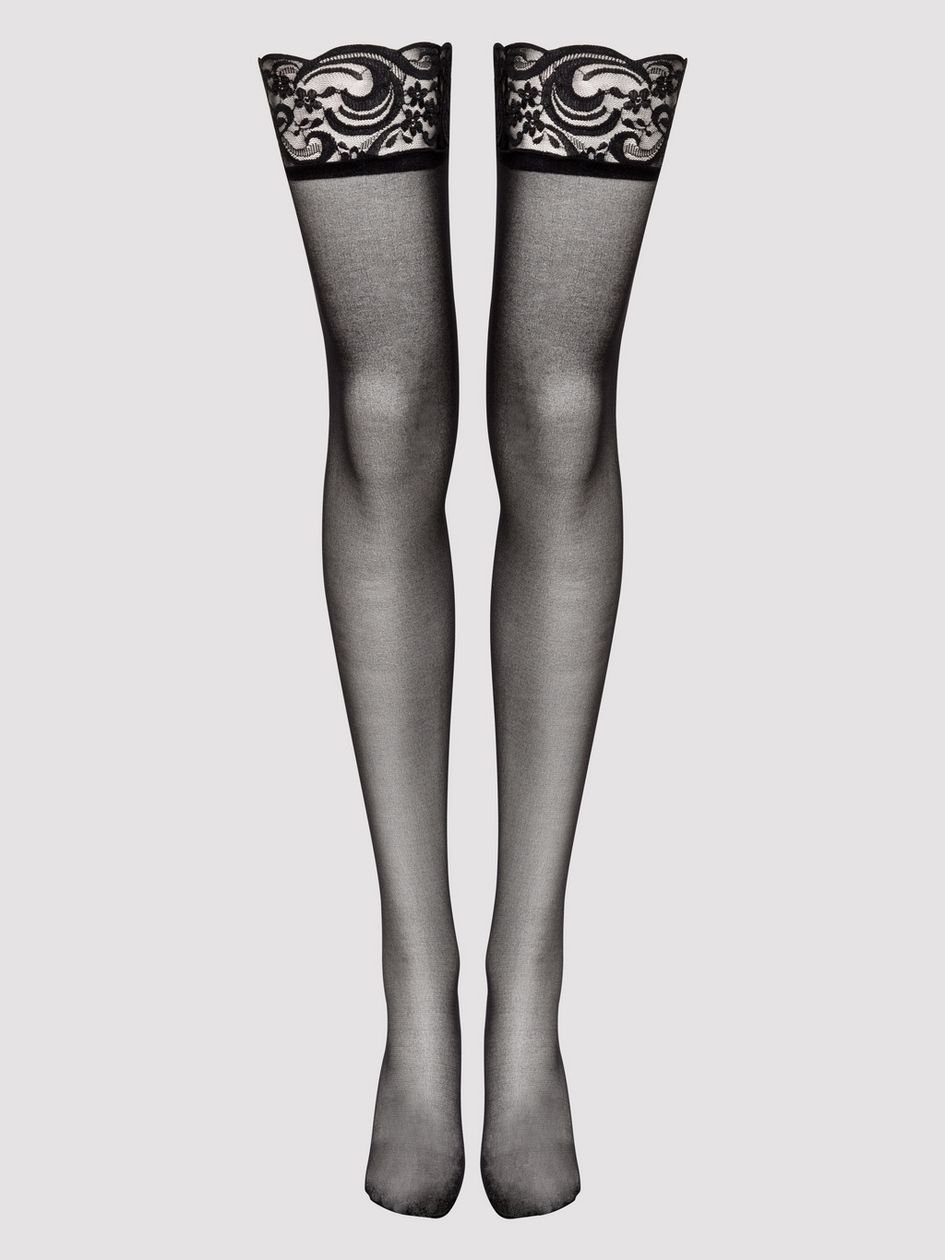 a30685g51991.jpg Lovehoney Plus Size Sheer Lace Top Thigh-High Stockings - Image 1