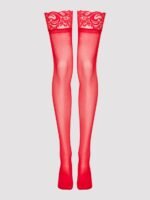 Lovehoney Plus Size Red Sheer Lace Top Thigh High Stockings - Image 5