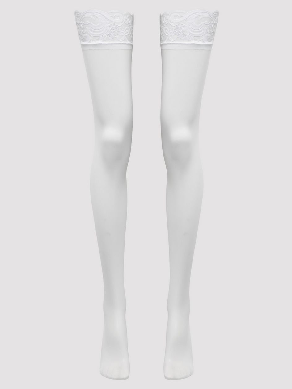 a30685g65015.jpg Lovehoney Plus Size White Sheer Lace Top Thigh High Stockings - Image 1