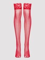 Lovehoney Red Fishnet Lace Top Thigh High Stockings
