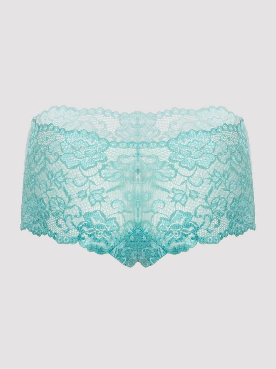 a32337g84256.jpg Lovehoney Flirty Soft Aqua Lace Shorts - Image 1
