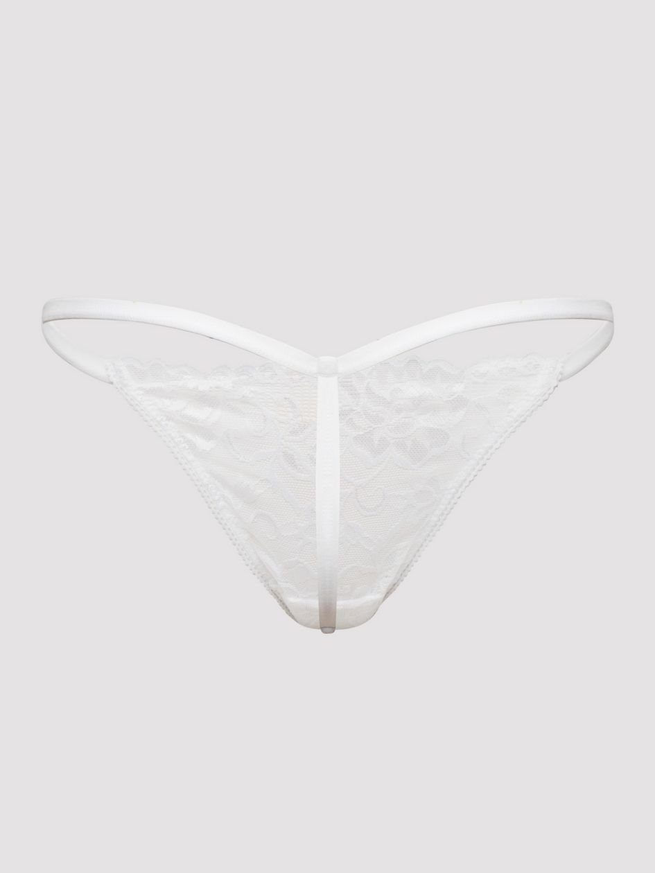 a32351g82677.jpg Lovehoney Flirty White Lace G-String - Image 1