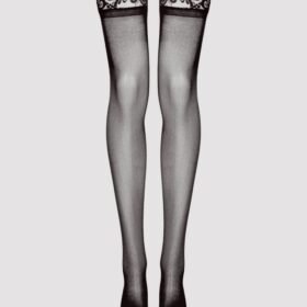 Lovehoney Plus Size Sheer Black Lace Top Thigh Highs