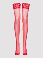 Lovehoney Plus Size Red Sheer Lace Top Thigh Highs