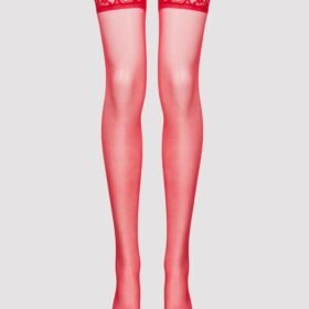 Lovehoney Plus Size Red Sheer Lace Top Thigh Highs