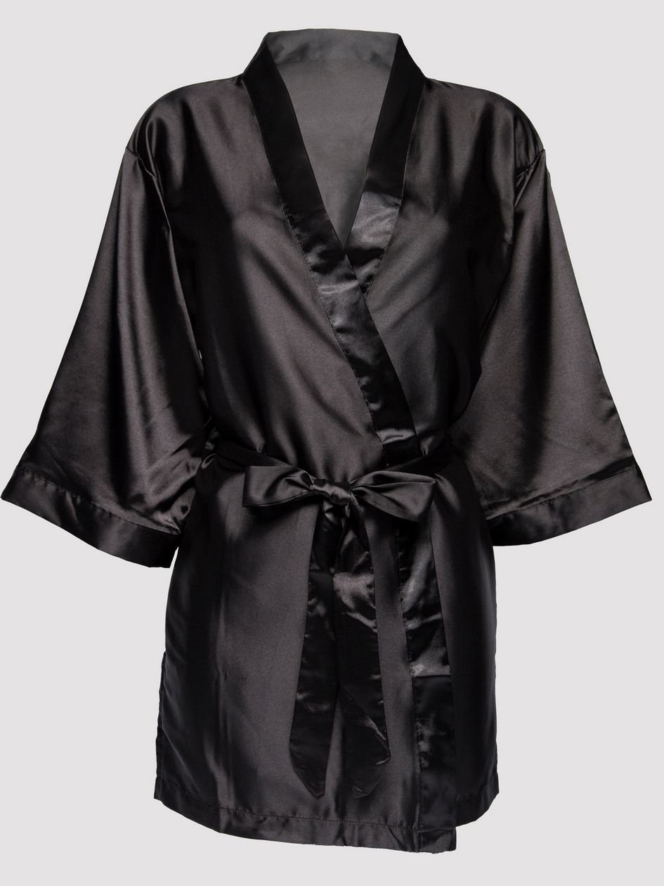 a33354g59331.jpg Lovehoney Plus Size Short Black Satin Robe - Image 1