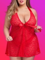 Lovehoney Plus Size Unwrap Me Red Lace Babydoll - Image 3
