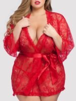 Lovehoney Plus Size Flaunt Me Red Lace Robe - Image 2