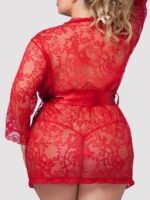 Lovehoney Plus Size Flaunt Me Red Lace Robe - Image 4