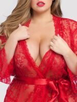 Lovehoney Plus Size Flaunt Me Red Lace Robe - Image 5