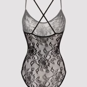Lovehoney Black Crotchless Lace Spaghetti Strap Teddy