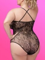 Lovehoney Plus Size Crotchless Lace Spaghetti Strap Teddy - Image 3
