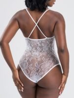 Lovehoney White Crotchless Lace Spaghetti Strap Teddy - Image 4