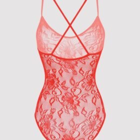 Lovehoney Red Crotchless Lace Spaghetti Strap Teddy