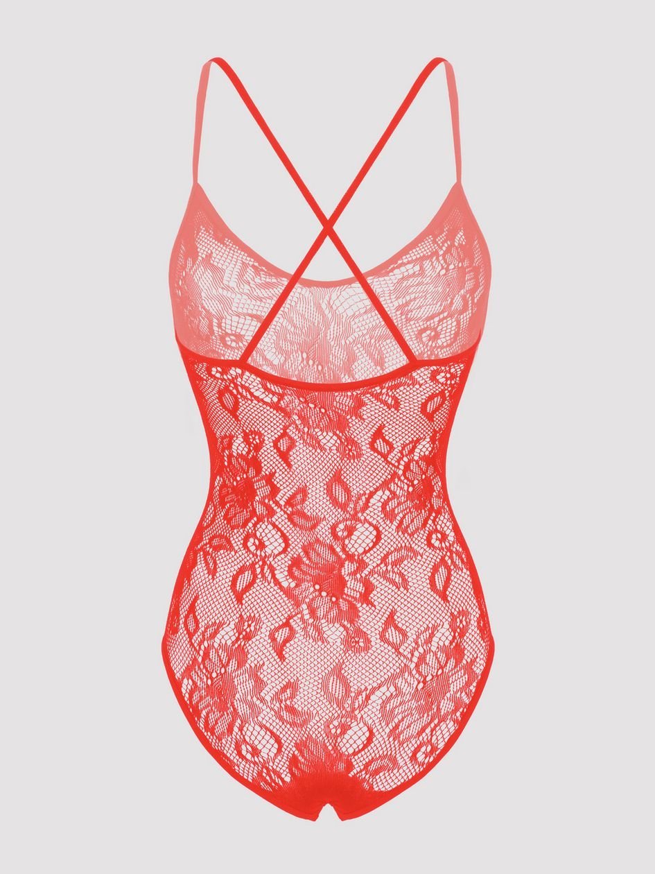 a34590g85644.jpg Lovehoney Plus Size Red Crotchless Lace Spaghetti Strap Teddy - Image 1