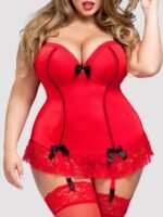 Lovehoney Plus Size Seduce Me Red Push-Up Basque Set - Image 2